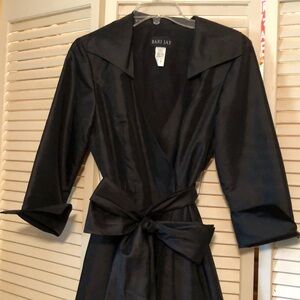 Bari Jay taffeta sleeve dress with bow and collar